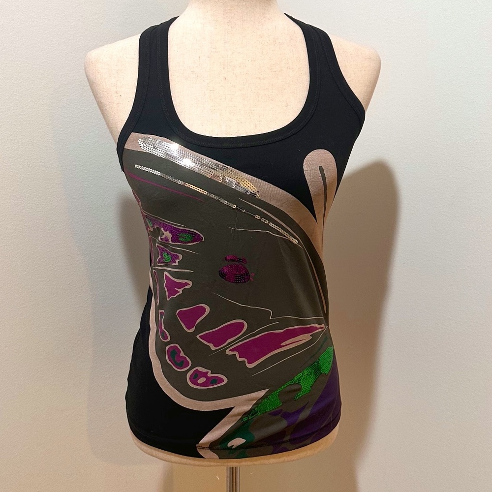 Mango MNG Jeans Tank Top with Sequins Design, Size XS/S